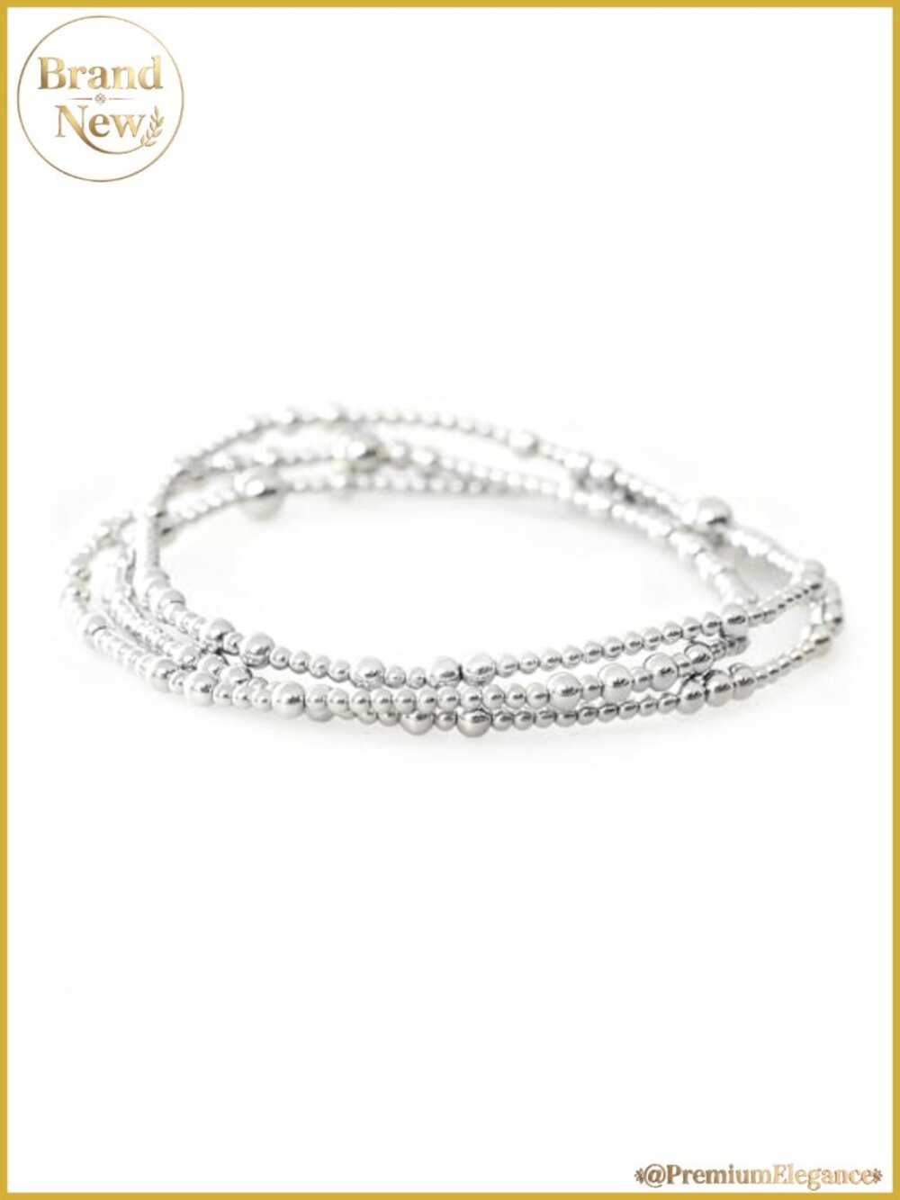 Dainty Silver Beaded Bracelets, Non Tarnish Waterproof Stretch Bracelet